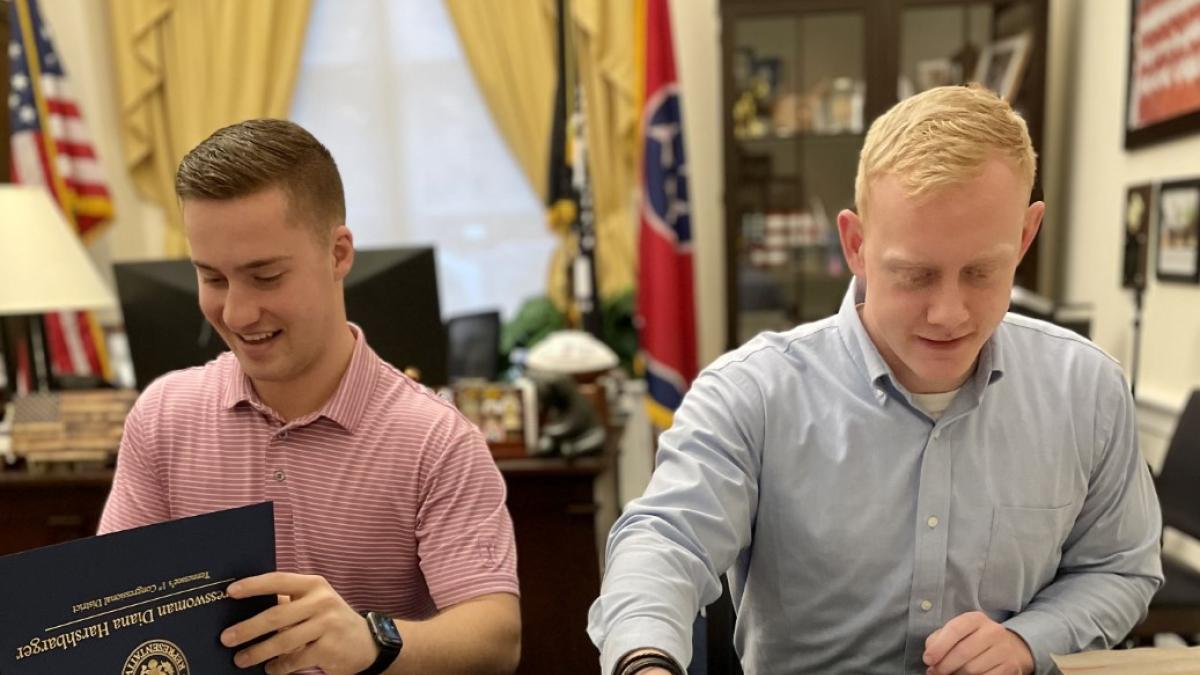 Harshbarger interns help package Vietnam Veteran Certificates