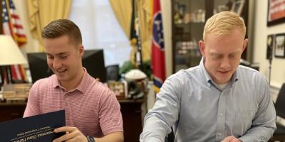 Harshbarger interns help package Vietnam Veteran Certificates